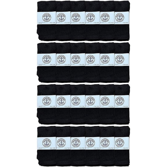 24 Pairs Of Yacht & Smith 14 Inch Wholesale Kids Tube Socks, Cotton Bulk Sport Socks Size 4-6 (Black)