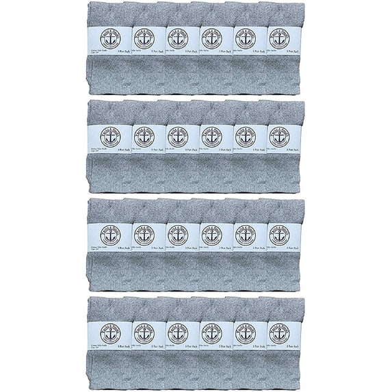 24 Pairs Of Yacht & Smith 14 Inch Wholesale Kids Tube Socks, Cotton Bulk Sport Socks Size 4-6 (Gray)