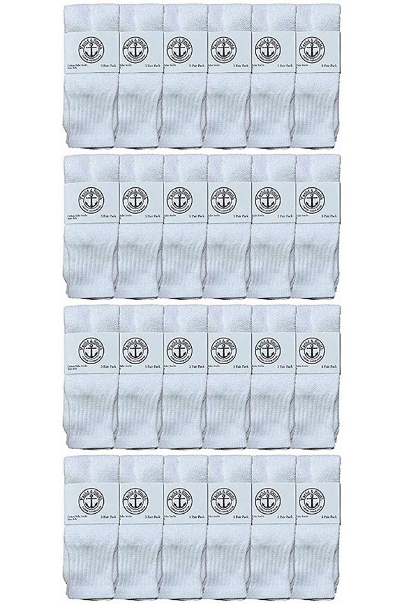 24 Pairs Of Yacht & Smith 17 Inch Wholesale Kids Tube Socks, Childrens Cotton Referee Sport Socks Size 6-8 (6-8 White)