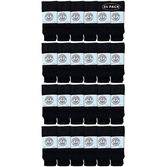 24 Pairs Of Yacht & Smith 26 Inch Wholesale Women's Tube Socks, Women's Cotton Referee Sport Socks Size 9-11 (Black)