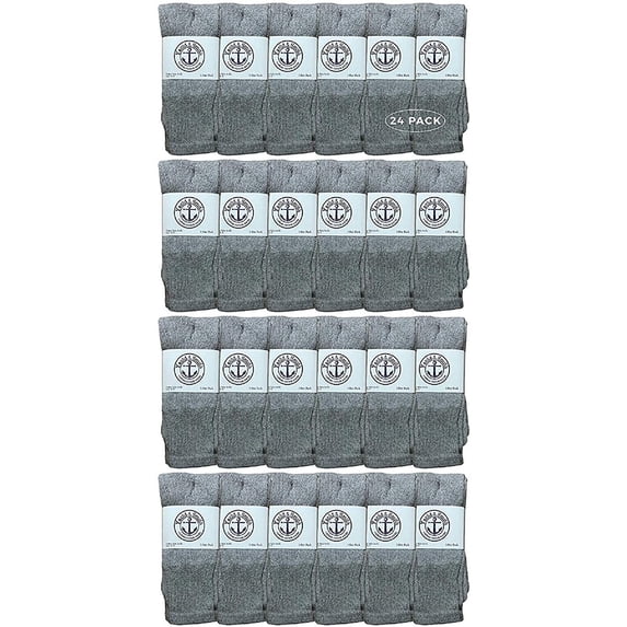 24 Pairs Of Yacht & Smith 26 Inch Wholesale Women's Tube Socks, Women's Cotton Referee Sport Socks Size 9-11 (Gray)