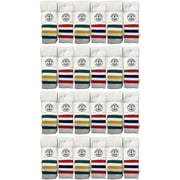 24 Pairs Of Yacht & Smith 26 Inch Wholesale Women's Tube Socks, Women's Cotton Referee Sport Socks Size 9-11 (White w/Stripes)