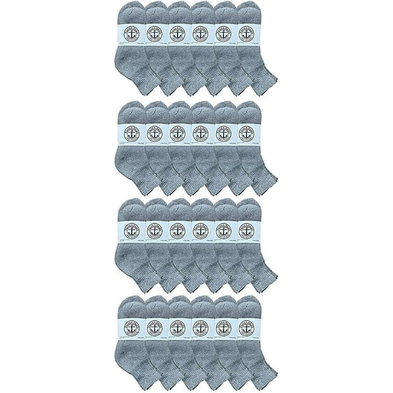 24 Pairs Of Yacht & Smith Men Wholesale Cotton Sport Athletic Mid Ankle Socks Bulk Case Pack Size 10-13 (Gray)