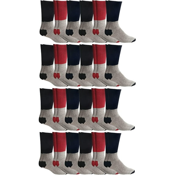 24 Pairs Of Yacht & Smith Mens Cotton Thermal Crew Socks, Cold Weather Boot Sock Bulk