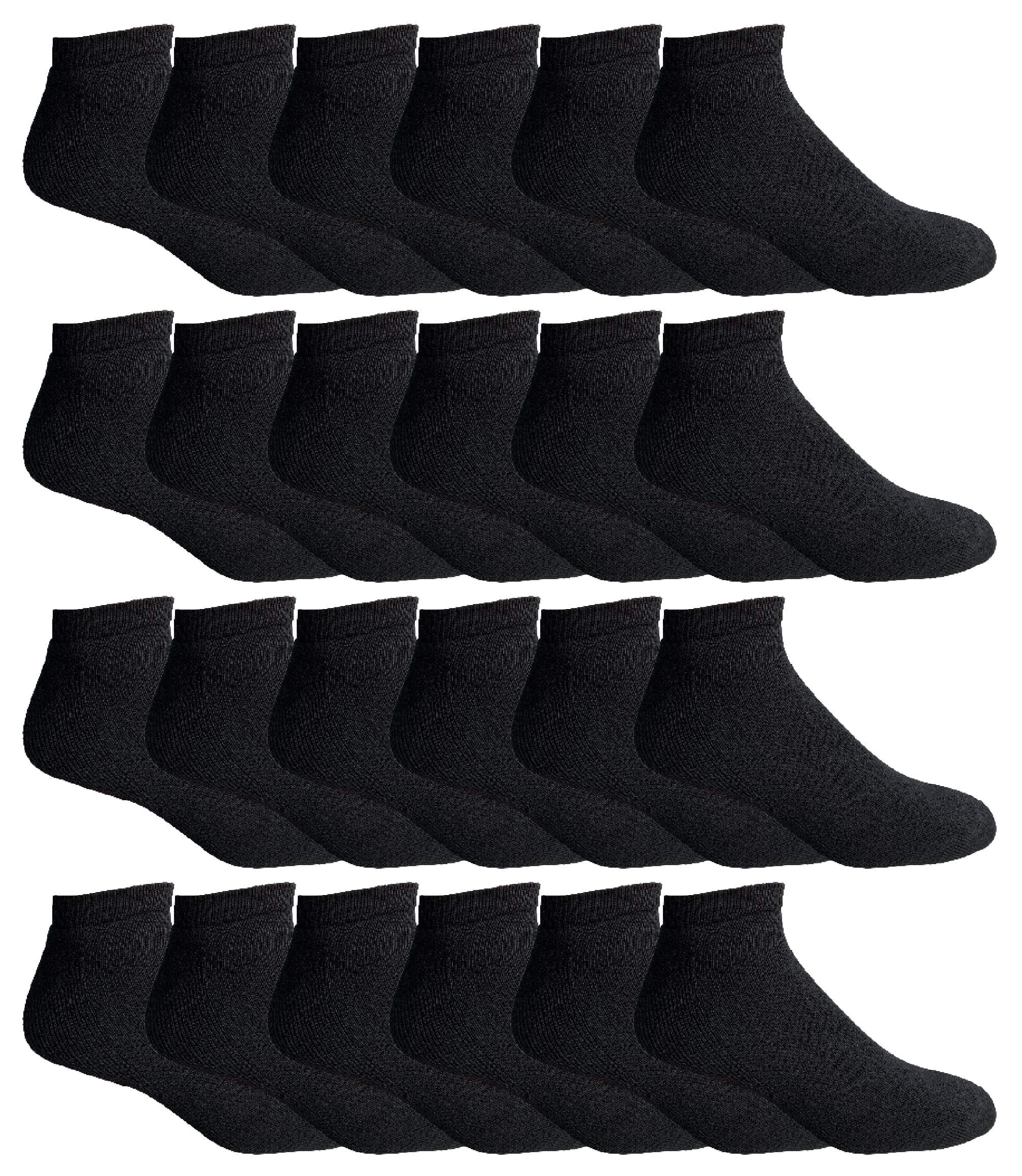 24 Pairs Of Yacht & Smith Mens Wholesale Bulk No Show Ankle Socks, Cotton Sport Athletic Socks - Size 10-13 (Black)