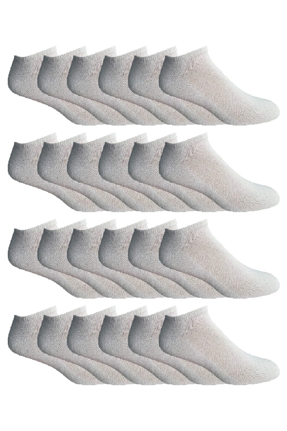 24 Pairs Of Yacht & Smith Mens Wholesale Bulk No Show Ankle Socks, Cotton Sport Athletic Socks - Size 10-13 (White)