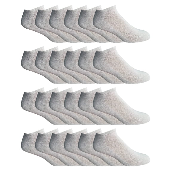 24 Pairs Of Yacht & Smith Mens Wholesale Bulk No Show Ankle Socks, Cotton Sport Athletic Socks - Size 10-13 (White)