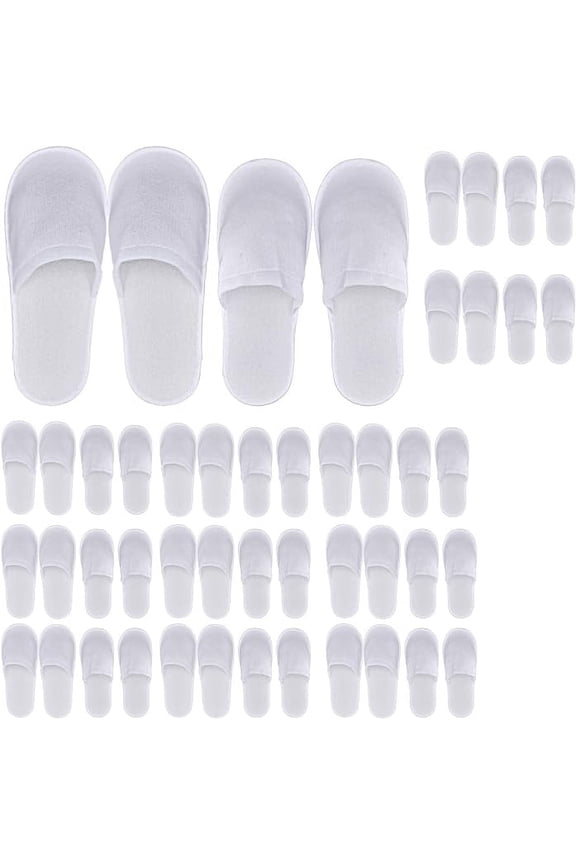 24 Pairs Spa Slippers,Closed Toe Disposable Slippers,Non-Slip Slippers Fit Size for Men and Women for Hotel Home Guest,White