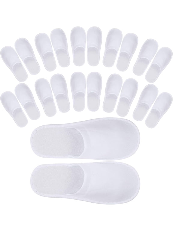 24 Pairs Spa Slippers Flip Flops Disposable Slippers for Hotel Guests Women Men Closed Toe Super Comfort White