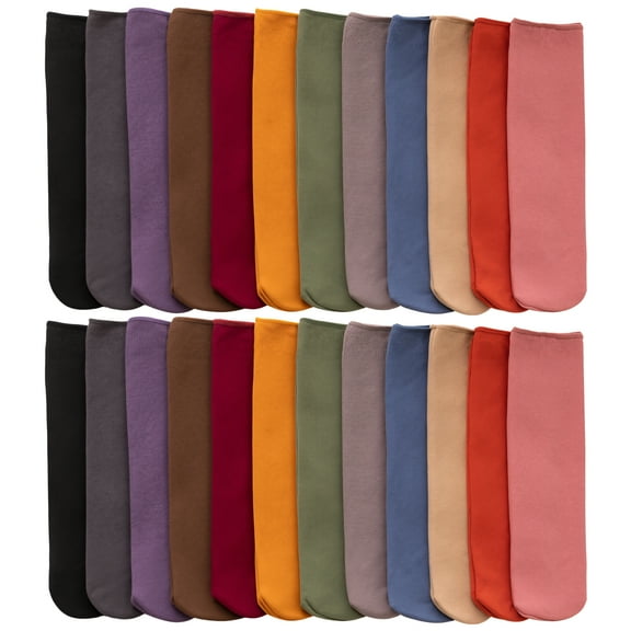 24 Pairs of Comfortable Casual Cotton Socks for Women,Fleece-Lined,Thick and Warm Slipper Socks,Various Colors for Winter Comfort and Outdoor Use