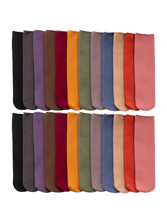 24 Pairs of Comfortable Casual Cotton Socks for Women,Fleece-Lined,Thick and Warm Slipper Socks,Various Colors for Winter Comfort and Outdoor Use