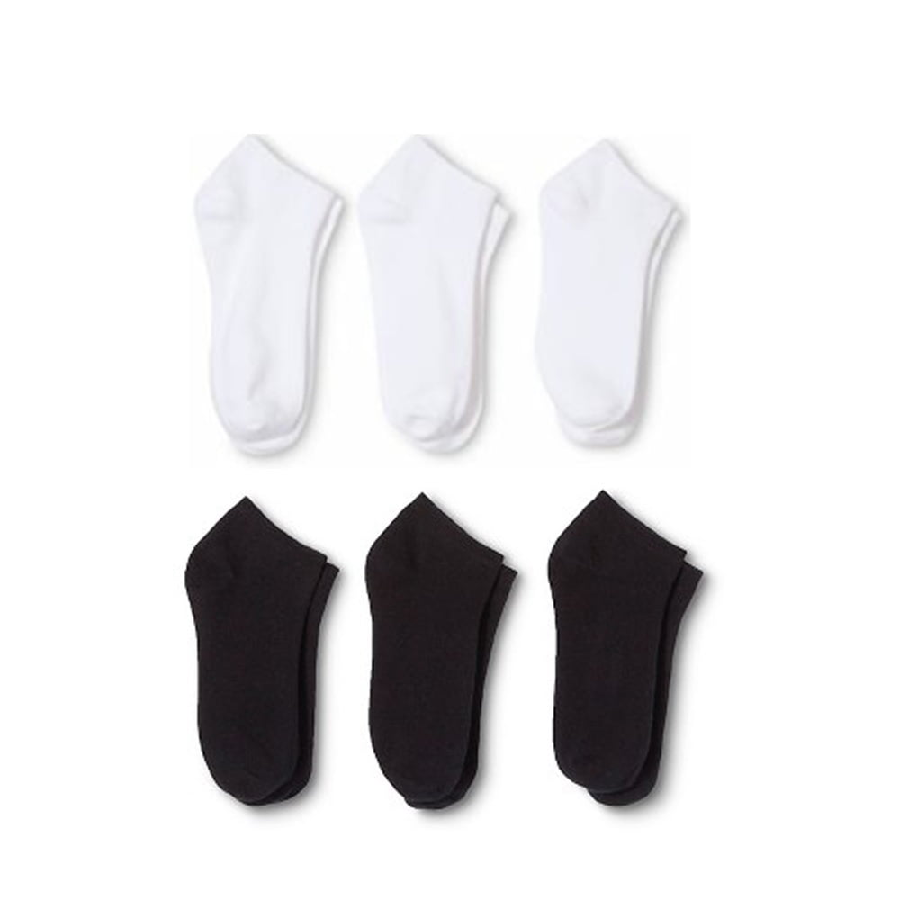 24 Pairs Women's Ankle No Show Socks - Polyester and Spandex - Black or White