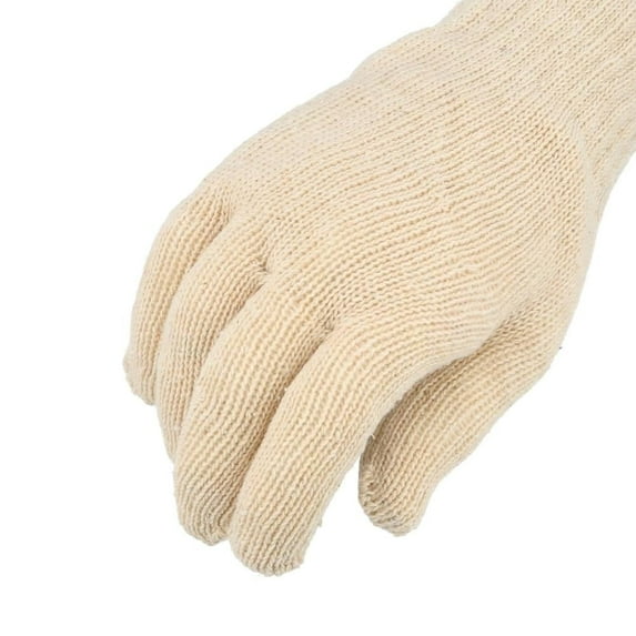 MMBM Cotton String Knit Gloves Tan/Natural 9.5" Women's Small Size Reusable & Washable 7 Gauge for Industrial Work 24 Pairs