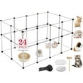 thumbnail image 1 of 24 Panels Portable Small Animals Playpen,48" x 24" x 28" Transparent Pet Playpen,Plastic Enclosure,Puppy Play Pen for Indoors Outdoor Pet Fence for Guinea Pigs,Bunny,Ferrets,Hamsters,Hedgehogs, 1 of 14