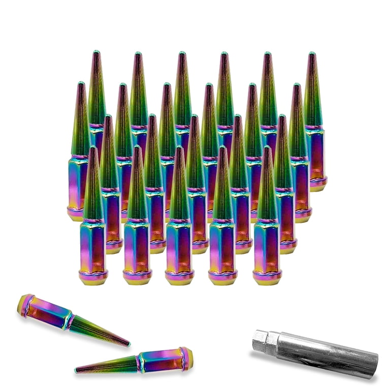 24Pc 4.5 TALL CHROME 7/16-20 SPLINE SPIKE LUG NUT+KEY FIT BLZAER JIMMY C10 K10