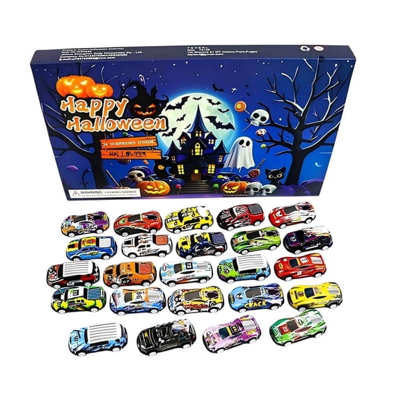24 Pc Halloween Advent Calendar Halloween Toys for Student Halloween Countdown Box Mini Race Car Blind Boxes Halloween Party Favors for Student Halloween Goodie Bag Stuffers for