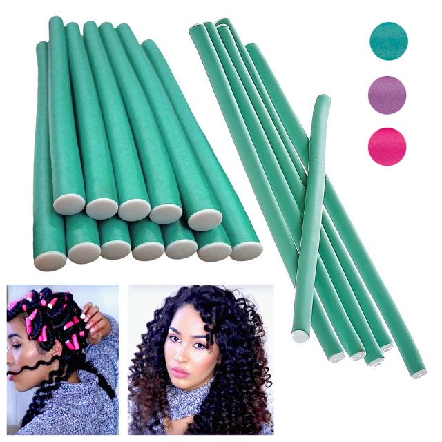 24 Pc Large and Small Flexi Rods Curl Hair Rollers Perm Curlers Soft