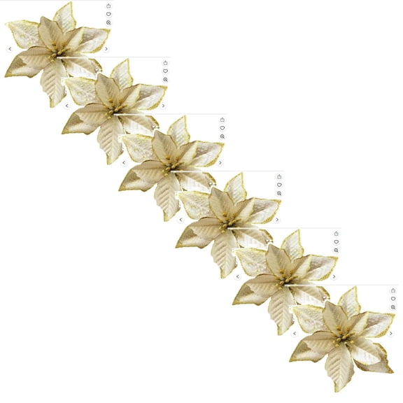 24 Pc Valentine's Day Golden Edge Shining Artificial Flower,5'' Fake Plastic Gold Flower,Gold Artificial Flowers Heads for Thanksgiving Christmas Wedding Party Home Garden Fireplace Décor(Gold)