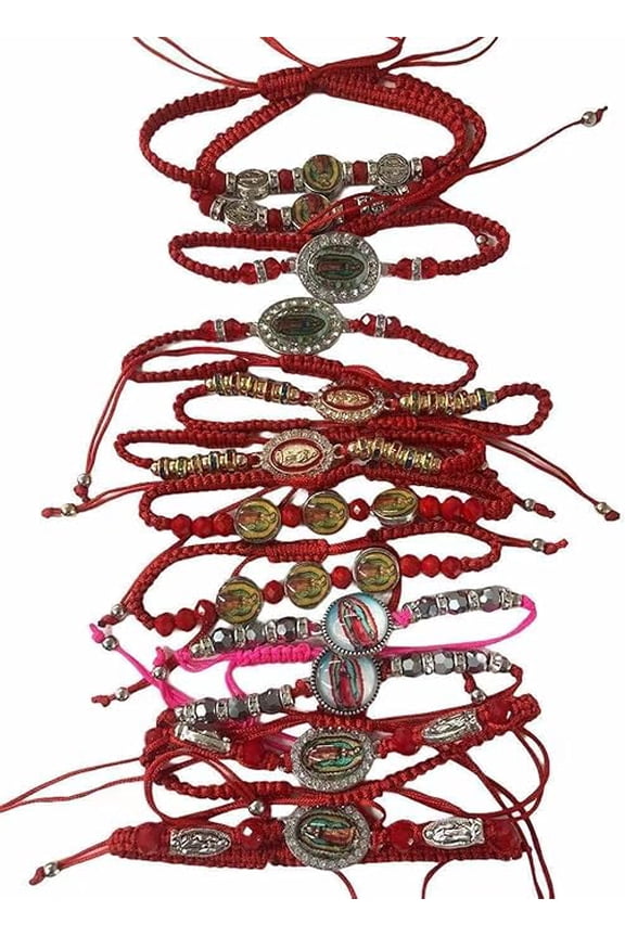 24 Pc mixed religious string Guadalupe Bracelet Communion Favors