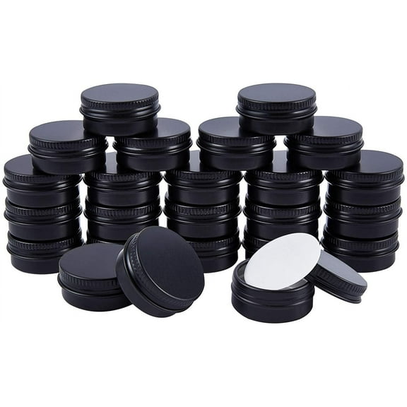 24 Pcs 10ml Round Aluminum Tins Jars Metal Storage Containers Black Travel Empty Aluminum Tins Cans with Screw Lid DIY