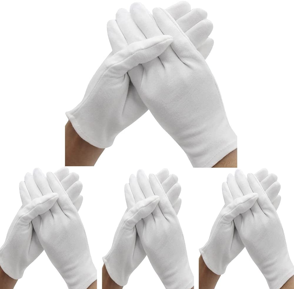 24 Pcs (12 Pair) White Cotton Gloves for Dry Hand Moisturizing Cosmetic