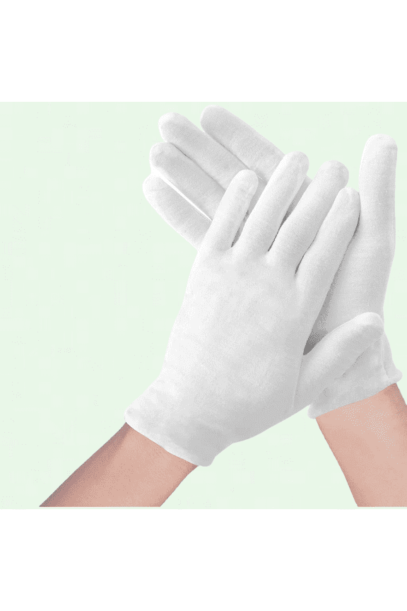 24 Pcs (12 Pairs) White Cotton Gloves for Dry Hands Moisturizer Overnight Gloves Eczema Gloves Sleeping Gloves