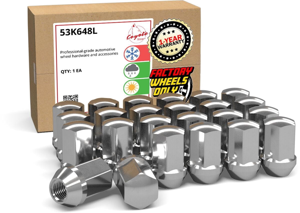 Wheel Accessories Parts 24 Pcs M14x1.5 14x1.5 Thread OEM Style Lug Nuts 1.77" Long Chrome 7/8" 22mm Hex Fits Chevy Silverado 1500 | GMC Sierra 1500 | Cadillac Escalade GM 9596070 | 611-236