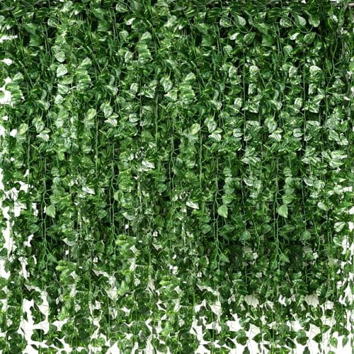 24 Pcs 158ft Fake Vines Bulk Artificial Ivy Garland Greenery Hanging Vines Plants Green Leaves for Bedroom Wedding Garden Home Wall Jungle Themed Party Decorations
