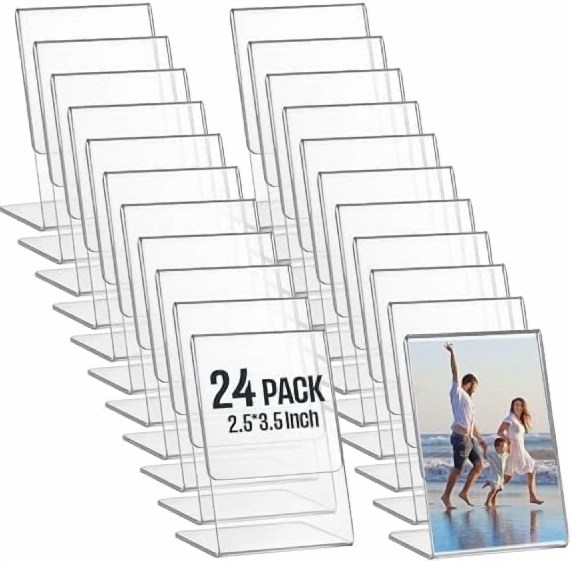 24 Pcs 2.5 x 3.5 Inch Acrylic Photo Frame L Shape Slant Back Desktop ...
