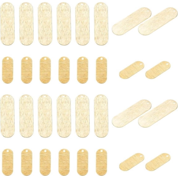 24 Pcs 2 Styles Blank Stam Tag Pendants Oval Metal Stamps Tags Sublimation Blank Dog Tag for Bracelet Earring Necklace Keychain Jewelry Making Raw(Unplated)DIY