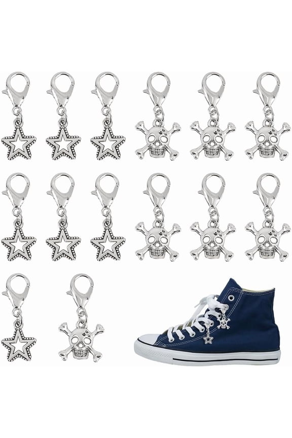 24 Pcs 2 Styles Shoelace Charms for Sneakers Goth Shoe Charm Pendants DIY Punk Shoe Decoration Charms for Canvas Shoes Boots Keychain Bag for DIY