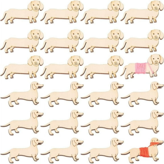 24 Pcs 2 Styles Wooden Animals Floss Bobbins 2 Sizes Front and Side Dog Shaped Stitch Bobbin Pet Theme Embroidery Thread Cards Winding Board for DIY Sewing Storage Mixed Color