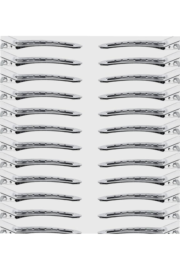24 Pcs 3.5" Duck Bill Silver Alligator Metal Rustproof Hair Rollers Pins with Curl Clips Holes for Styling Coloring Hairdressing Salon Grip Flat Top Teeth Hairpins Care