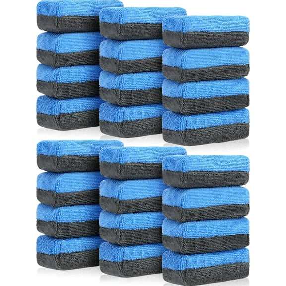 24 Pcs 3.5 x 1.5 x 1.5 Inch Car Wax Applicator Pad Rectangular Microfiber Applicator Pads Sponge Ceramic Coating Applicator Car Foam Cleaning Pads for Wax Applying Sealants Detailing Polishing