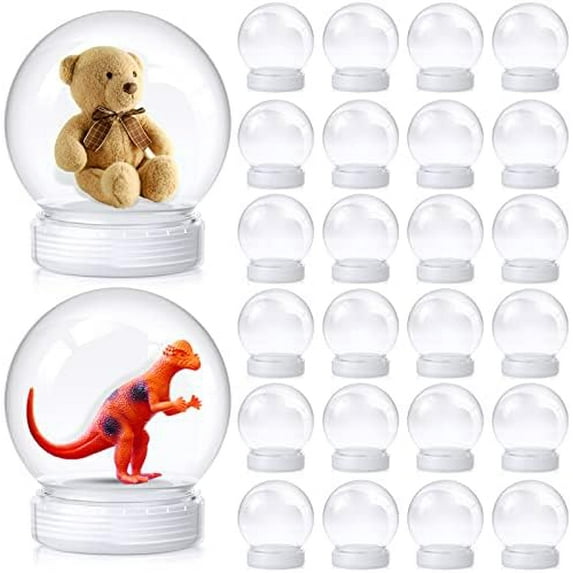 24 Pcs 3.9 Inch DIY Snow Globe Bulk Clear Water Globe with Screw Off Cap Plastic Empty Snow Craft for Home DIY Craft Wedding Decoration