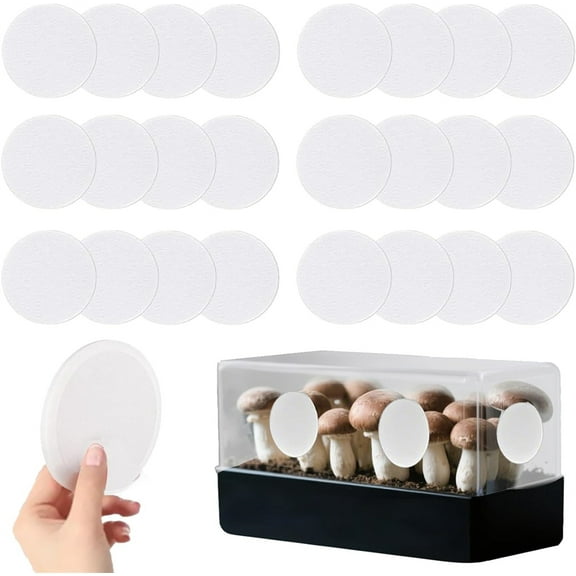 24 Pcs 3" Self-Adhesive Monotub Filter Discs,White Filter Paper Stickers,3MM Thick Monotub Filtration Pad,Replacement Monotub Filter Disks,Mushroom Growing Supplies,for Fruiting Chambers By Scheam