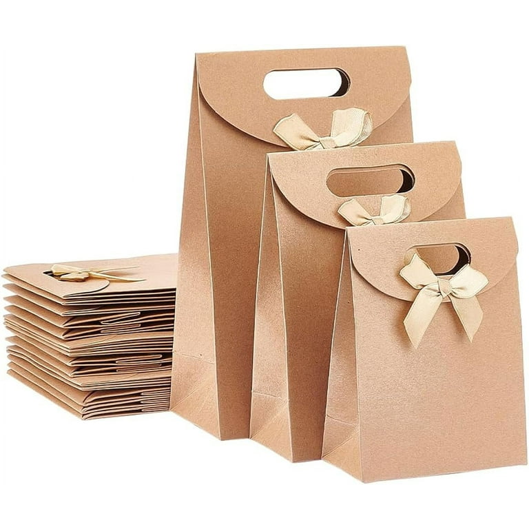 Qilery 24 Pcs Christmas Wrapped Treat Bags with Handles Assorted Sizes Gift  Bags Shopping Kraft Bags Candy Cane Striped Paper Gift Bags for Business