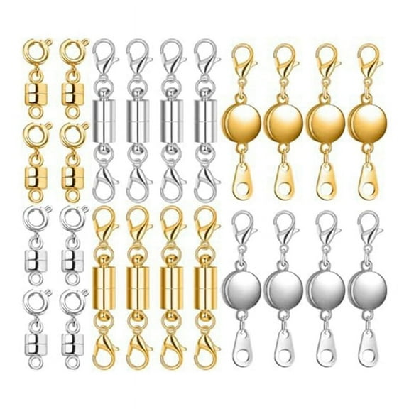 24 Pcs 3 Styles Magnetic Necklace Clasps and Closures,Magnetic Clasp Connector Locking Extender for Jewelry Making