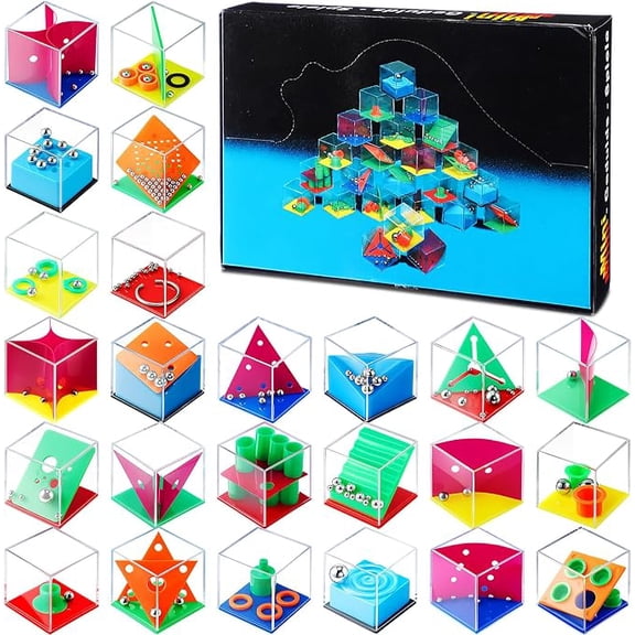 24 Pcs 3D Maze Puzzle Cube Brain Teaser Ball Party Set,Intelligent