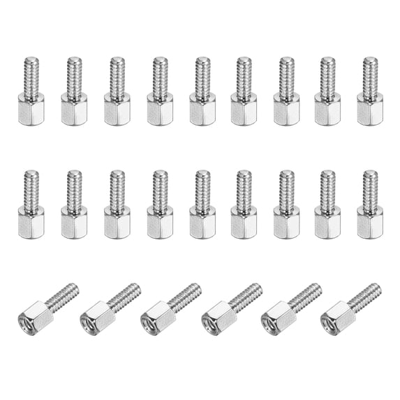 24 Pcs 4-40x5mm+8mm Male Female Hex Standoff, Nickel Plated Copper PCB Motherboard Spacer Standoffs for Computer Cases Circuit Boards FPV Drone Quadcopter, Silver