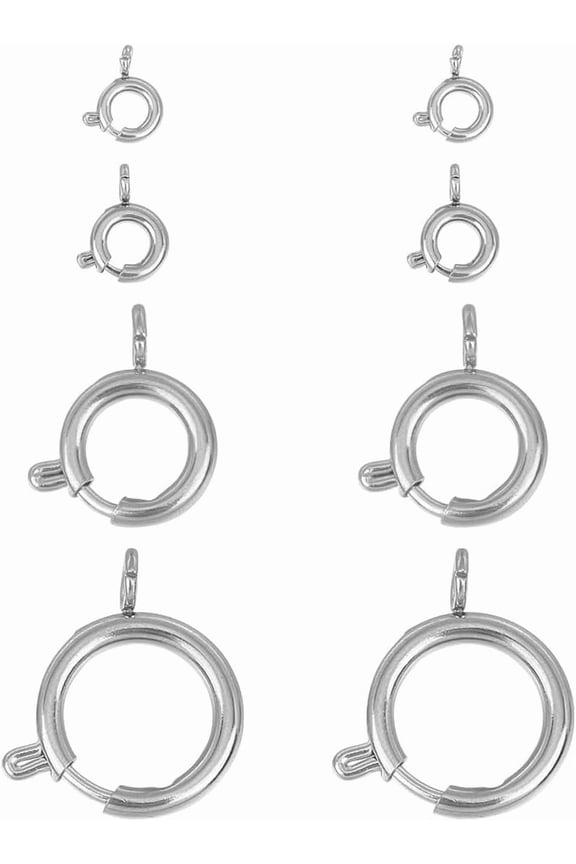 24 Pcs 4 Sizes 304 Stainless Steel Spring Ring Clasps Open Ring Clasp and Closures Metal Necklace Clasps Jewelry Findings Kit for Jewelry Repairing