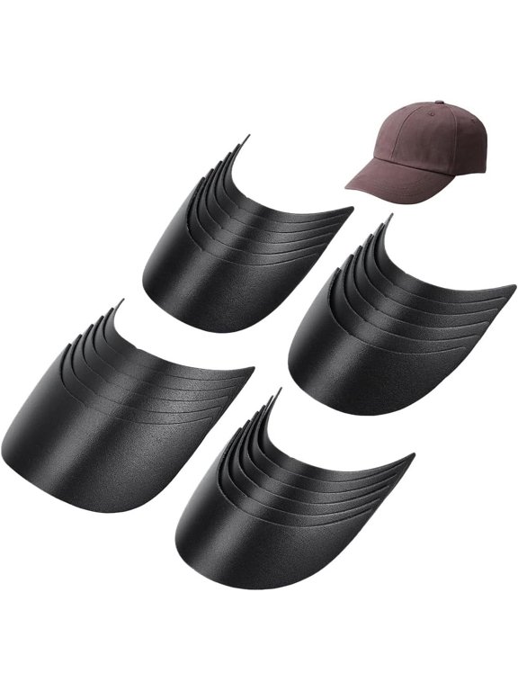 24 Pcs 4 Styles Baseball Cap Visor Insert Plastic Hat Brim Board Tennis Hat Brim Replacement Liner Shaper DIY Black