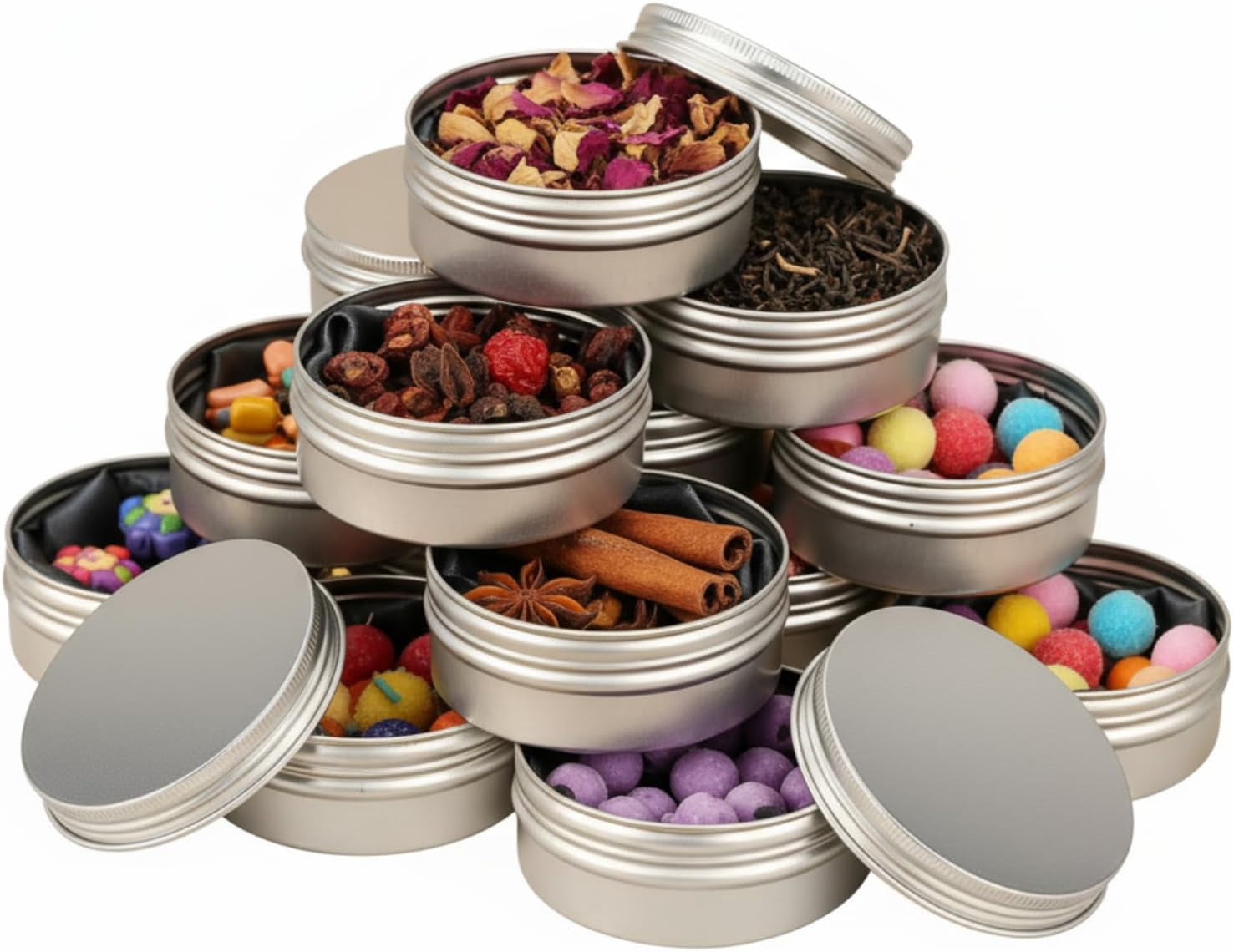 24 Pcs 4 oz Metal Tin Cans Aluminum Round Tin Containers Empty Cans with Screw Lid for Candle Storage Cosmetic Sample Travel Salve Cream