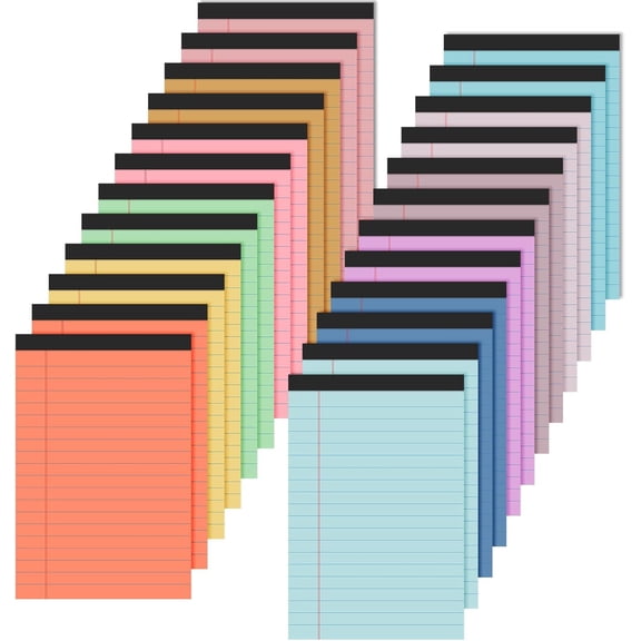 24 Pcs 4" x 6" Legal Pad Writing Notepads Small Legal Pad College Ruled 30 Sheets Multiple Color Lined Note for Work 80 Gsm Paper for Grocery List Shopping List(Bright Color)
