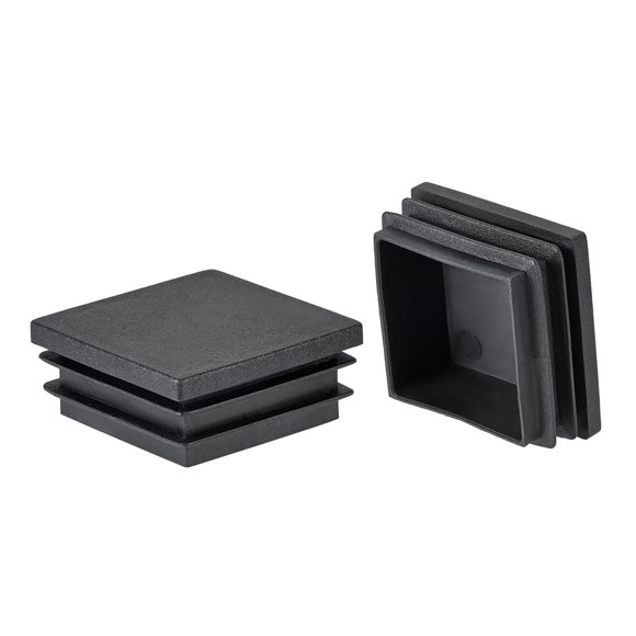 24 Pcs 40mmx40mm(1.6inch) Plastic Tubing Plug Square Post End Caps for Handrail Stair Newel Guardrail Tube Black