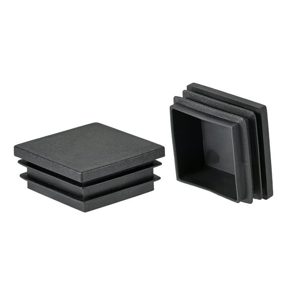 24 Pcs 40mmx40mm(1.6inch) Plastic Tubing Plug Square Post End Caps for Handrail Stair Newel Guardrail Tube Black