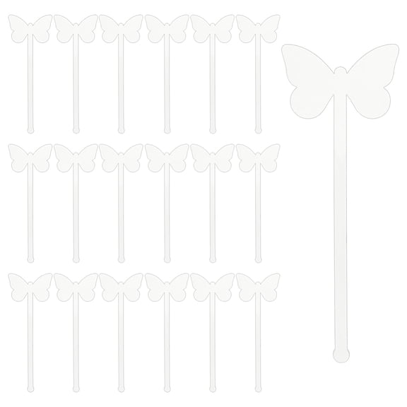 24 Pcs 6 Inch Cocktail Swizzle Stick Clear Butterfly-shaped Acrylic Drink Stirrers Bar Drinks Mixing Rod Drink Stirrers DIY
