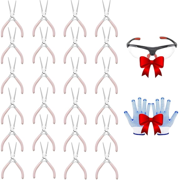 24 Pcs 6 Inch Needle Nose Pliers, Long Needle Nose Pliers, Non-Serrated Jaws for Wire Wrapping, Jewelry Making, Gripping Gadgets, Cutting Bending Wire Handmade Craft (Pink)