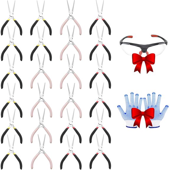 24 Pcs 6 Inch Needle Nose Pliers, Long Needle Nose Pliers, Non-Serrated Jaws for Wire Wrapping, Jewelry Making, Gripping Gadgets, Cutting Bending Wire Handmade Craft (Mix)