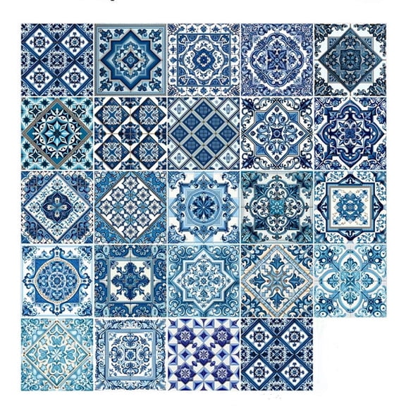 24 Pcs 6x6 Moroccan Tile Stickers Peel and Stick Waterproof Backsplash-e-